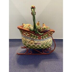 Jim Shore  5 Ornaments  Centerpiece Sleigh W/ Bell & Ornaments Heartwood Creek